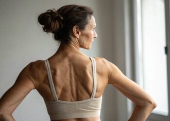 Mujer, espalda, ejercicio