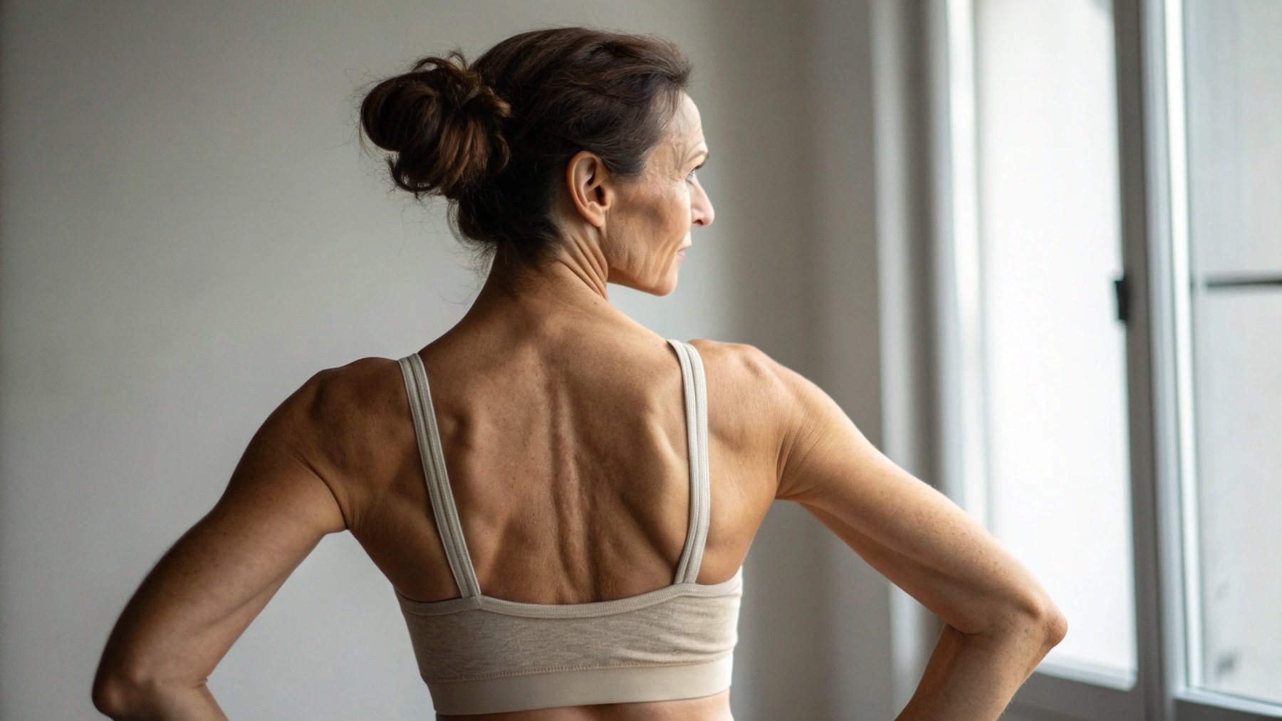 Mujer, espalda, ejercicio