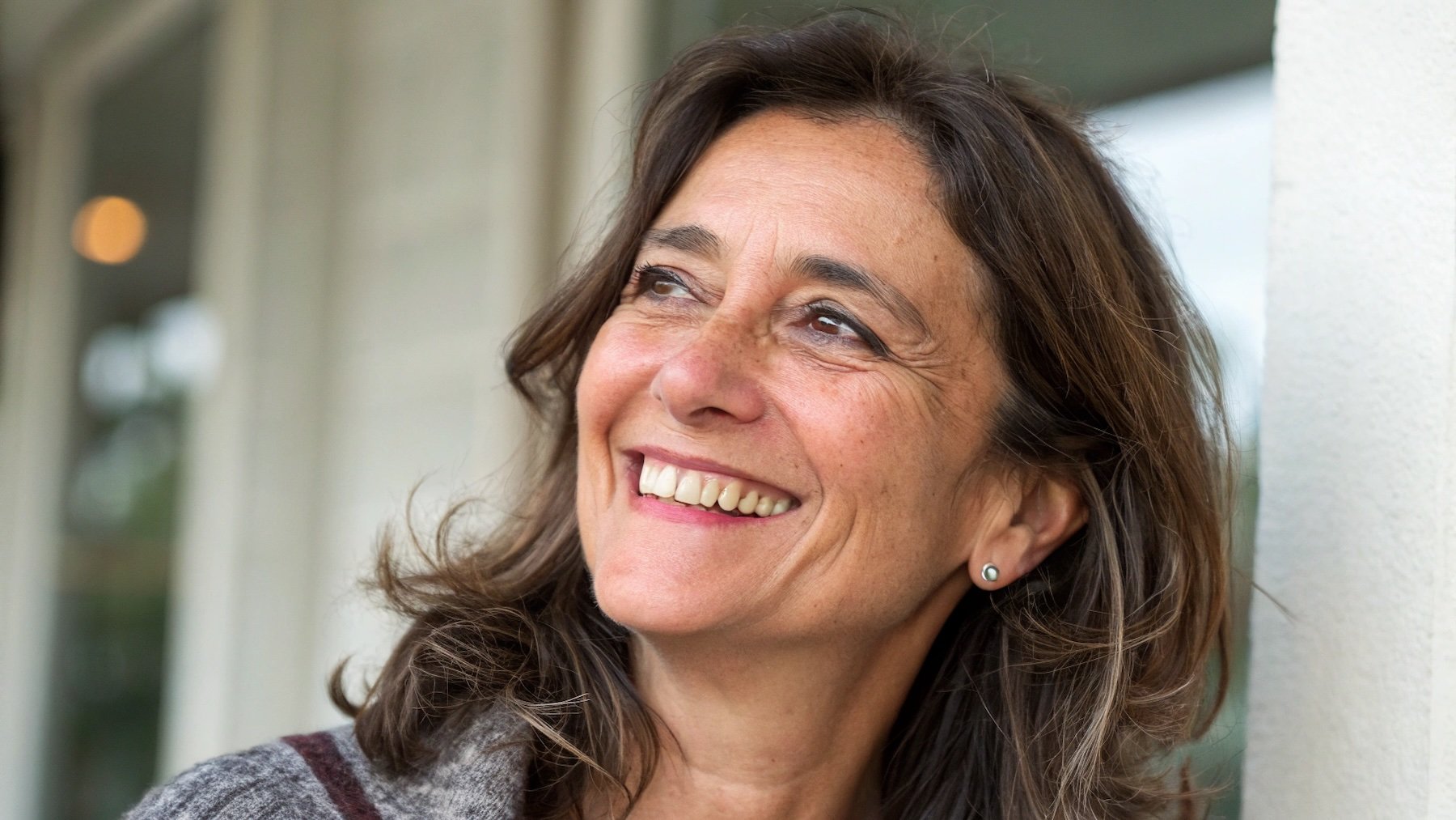 Mujer, sonrisa, felicidad