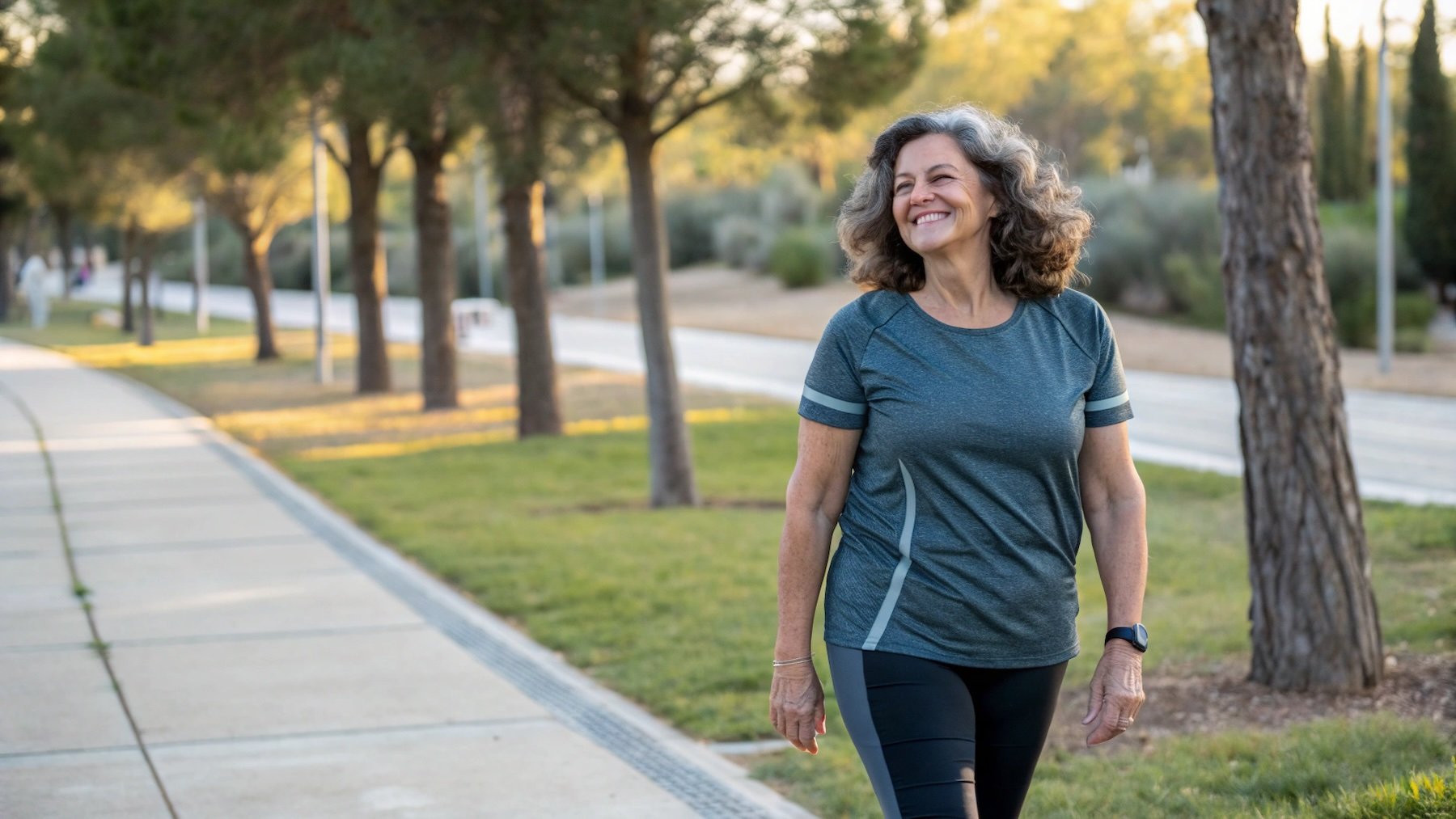 Mujer, ejercicio, caminar