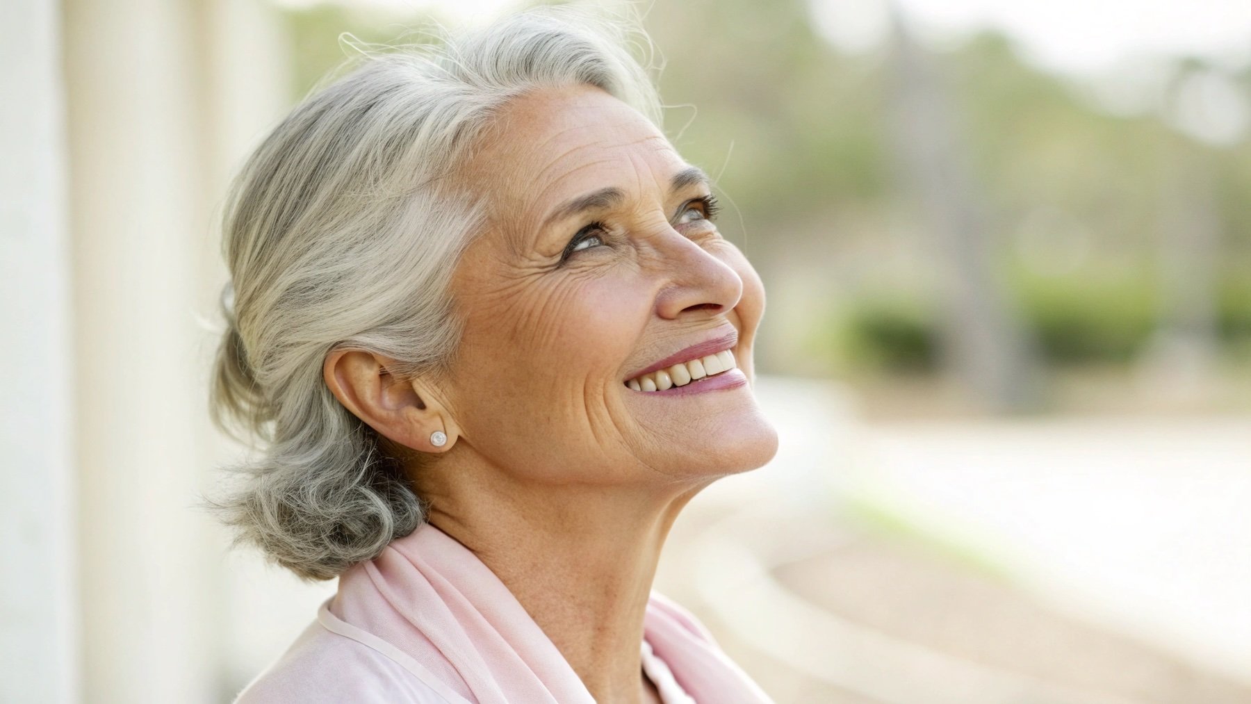 Mujer, sonrisa, felicidad