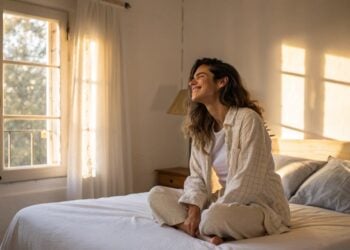 Mujer, despertar, madrugar