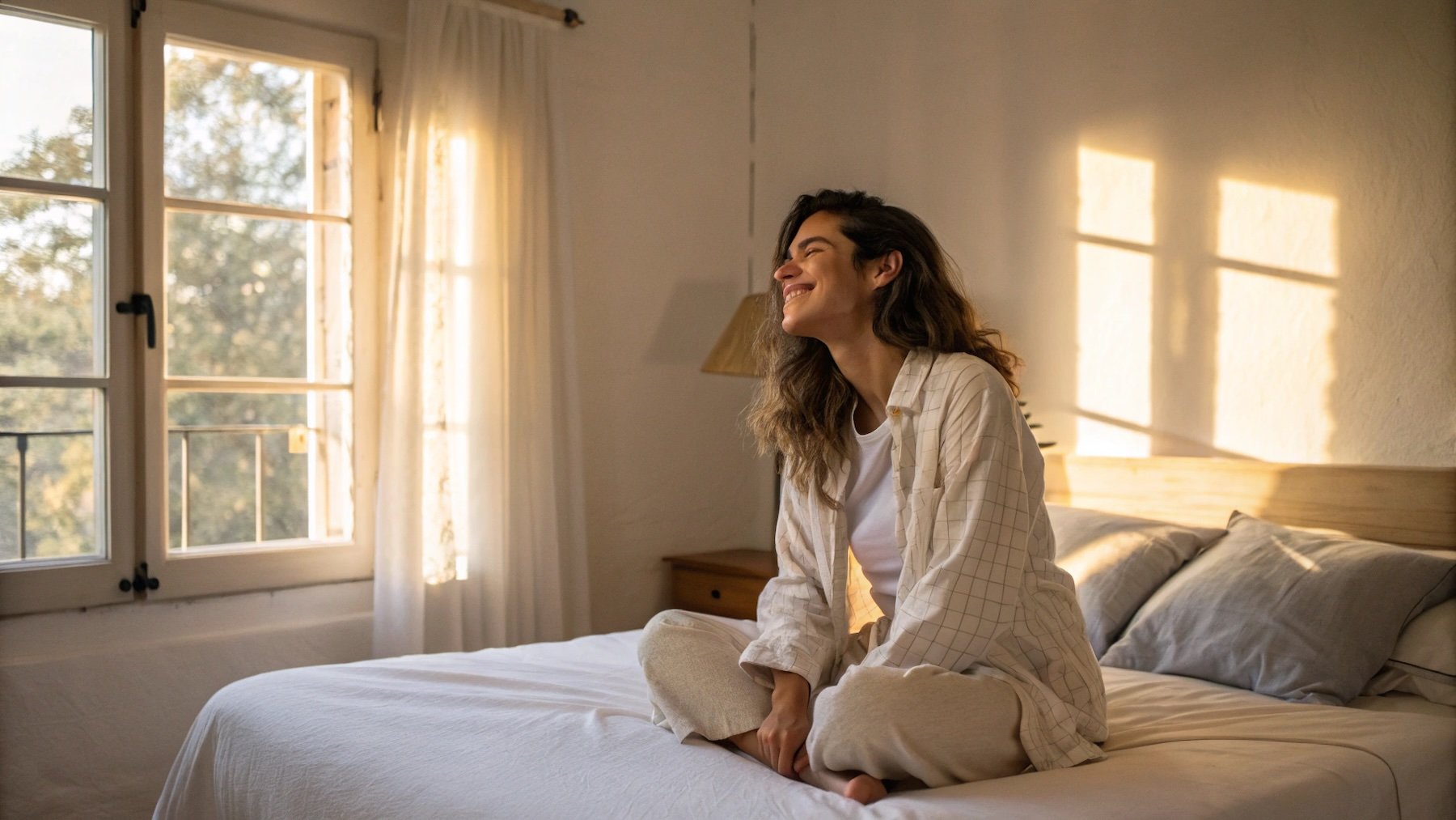 Mujer, despertar, madrugar