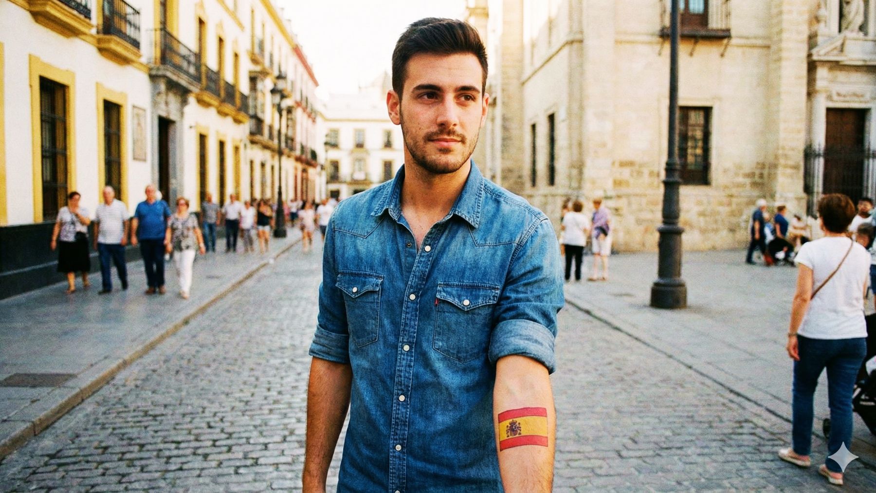 Joven con un tatuaje de la bandera de España