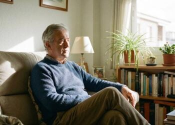 Hombre, sofá, soledad