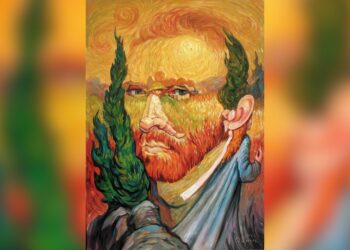 Obra del artista ucraniano Oleg Illich Shupliak que, a través de una ilusión óptica, recrea el rostro de Vincent Van Gogh utilizando elementos rurales.