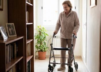 Mujer, andador, andadores