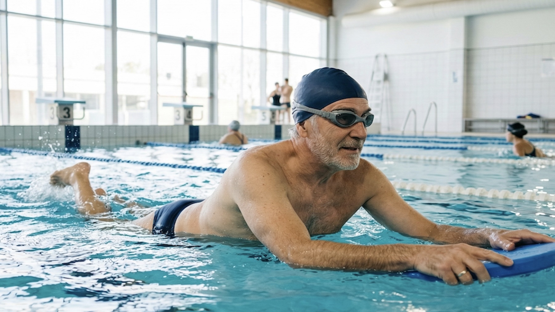 Hombre, piscina, nadar, ejercicio