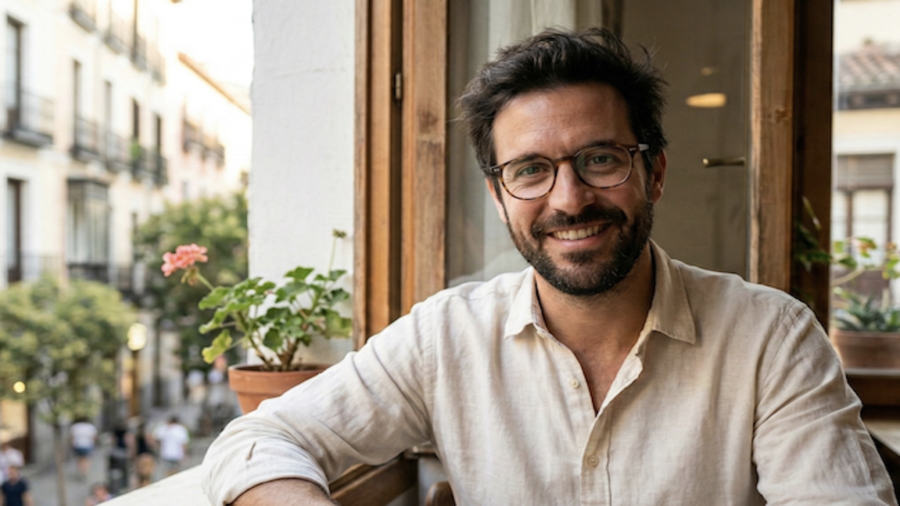 Hombre, sonrisa, inteligente