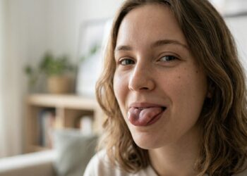 mujer, lengua, gesto