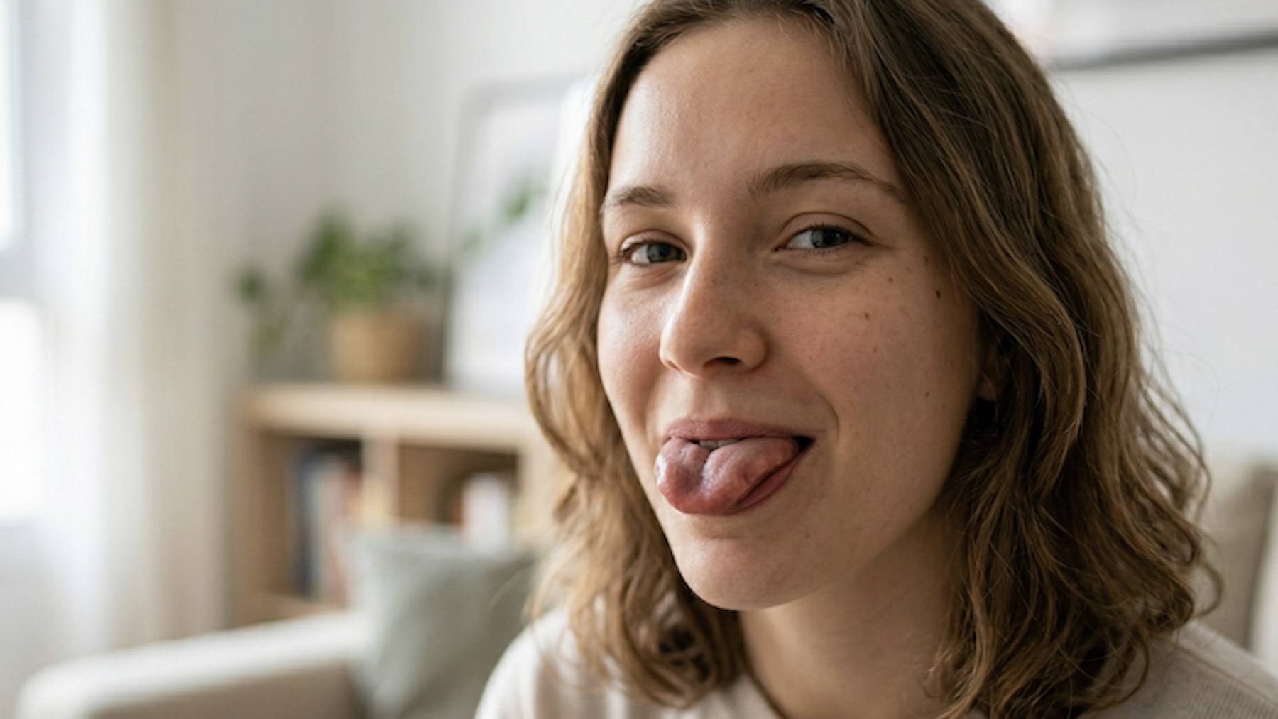 mujer, lengua, gesto