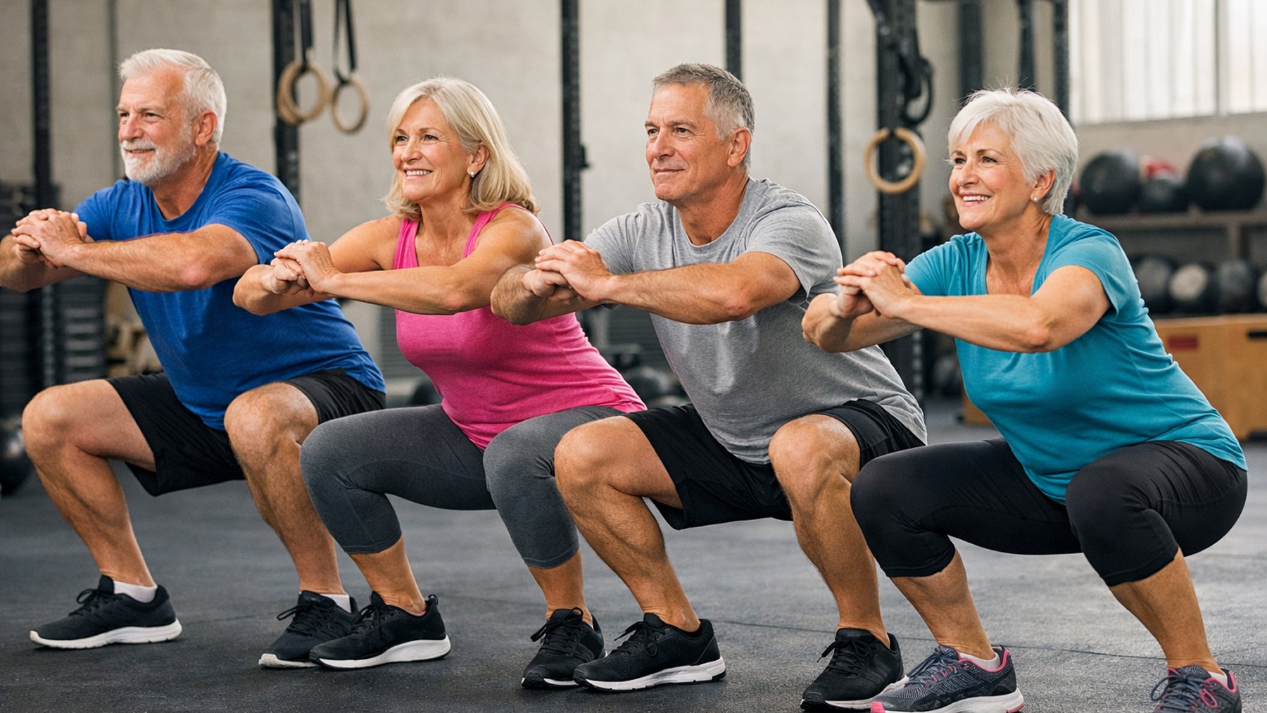 ejercicio, sentadillas, mayores