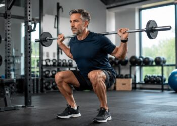 Hombre, ejercicio, sentadilla, deporte