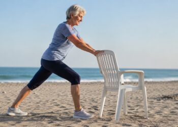 deporte, ejercicio, estiramiento, playa