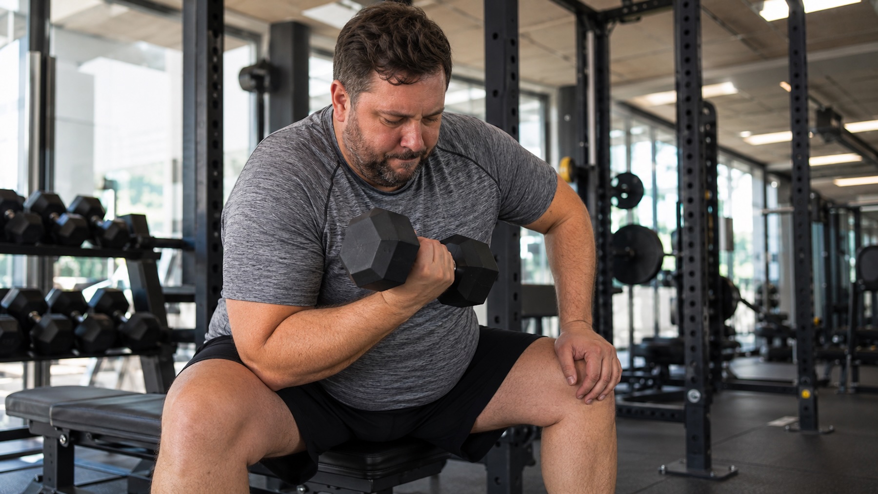 ejercicio, deporte, hombre, sobrepeso