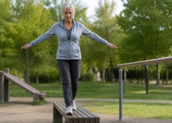 equilibrio, mujer, deporte