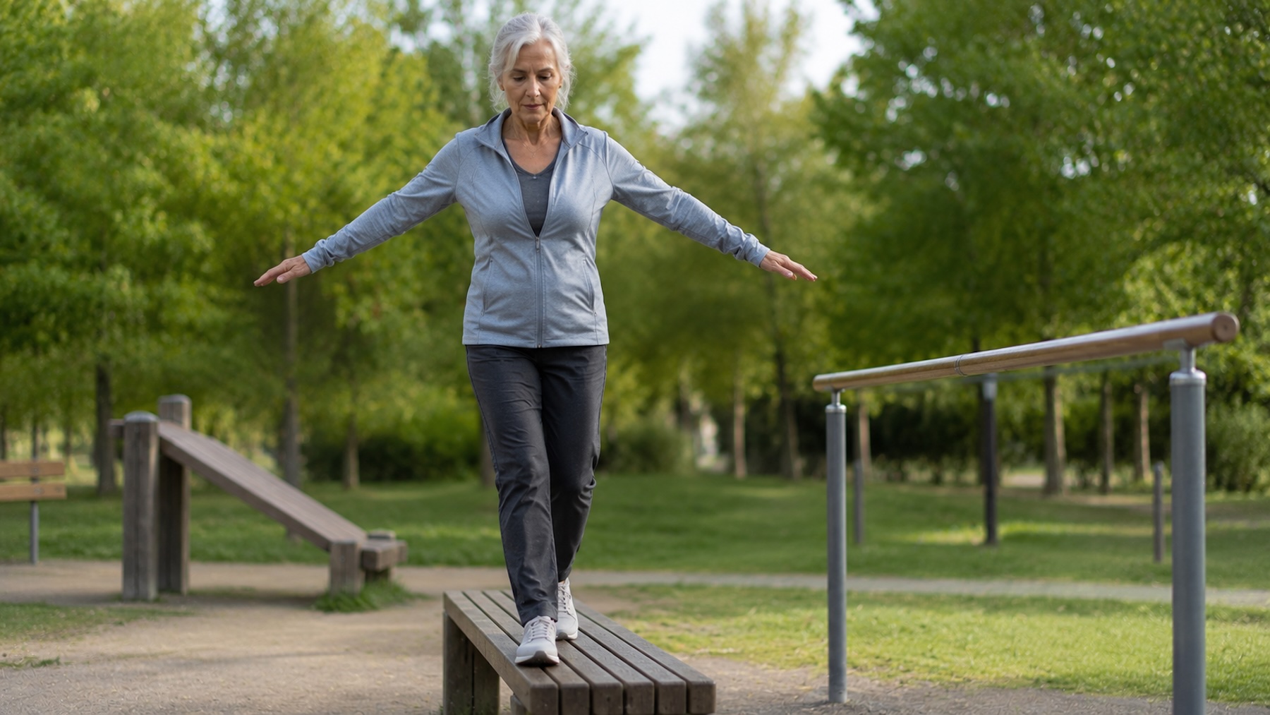 equilibrio, mujer, deporte