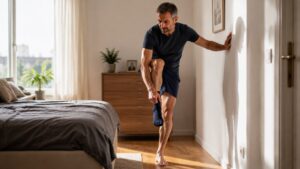 Con 50 años sales a correr a diario, pero no puedes ponerte los calcetines de pie sin apoyarte: tienes un problema y este ejercicio puede arreglarlo