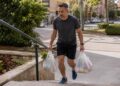 Hombre, escalera, deporte