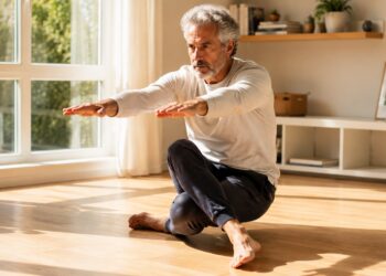 Hombre, estiramiento, deporte