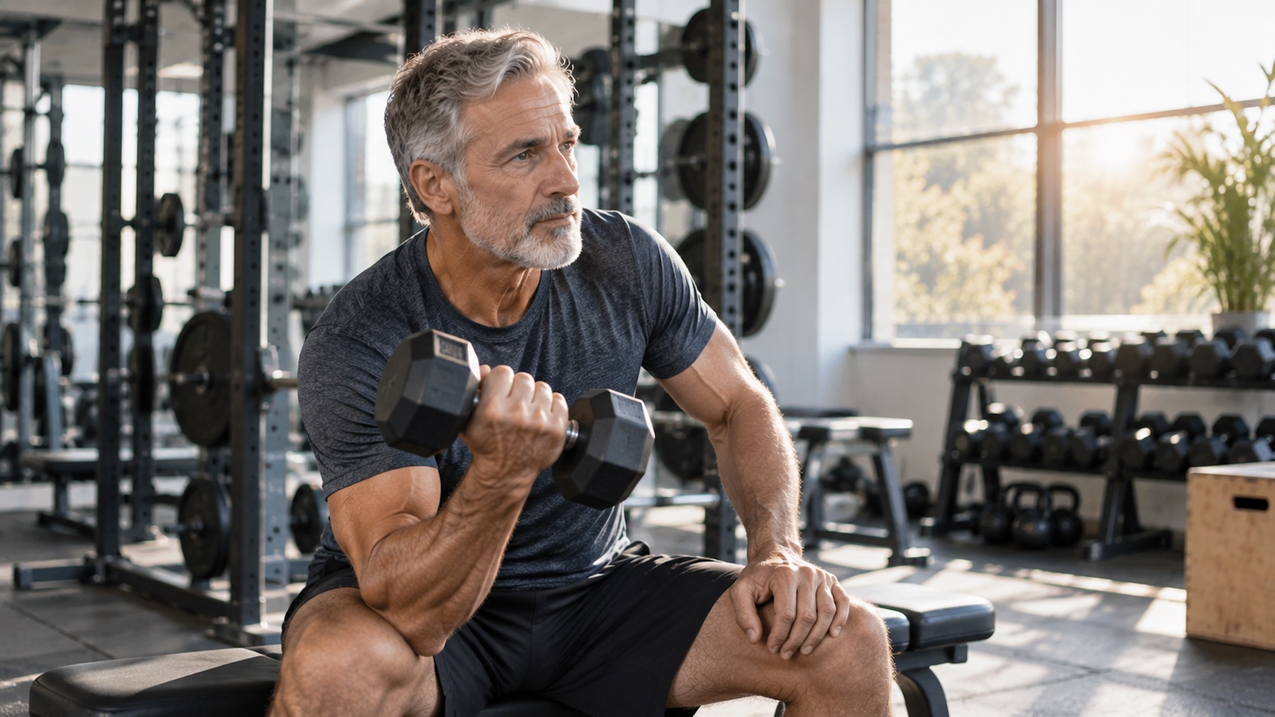 Ejercicio, deporte, hombre, gimnasio