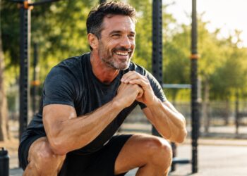 sentadillas, hombre, deporte, ejercicio