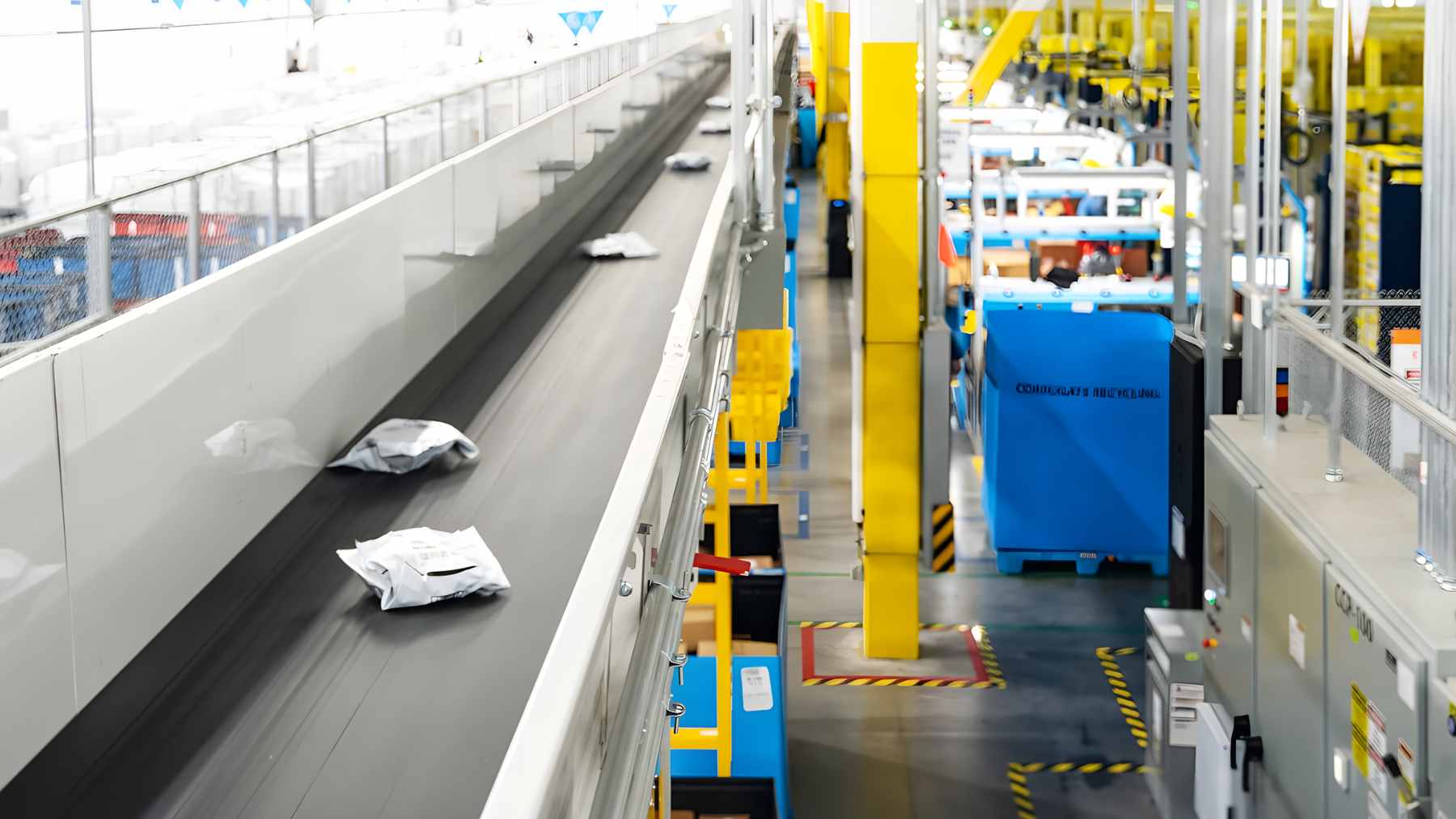 The exterior of the 90,000 square foot Amazon delivery station (WKS3) located at the Salina Regional Airport industrial center in Kansas.