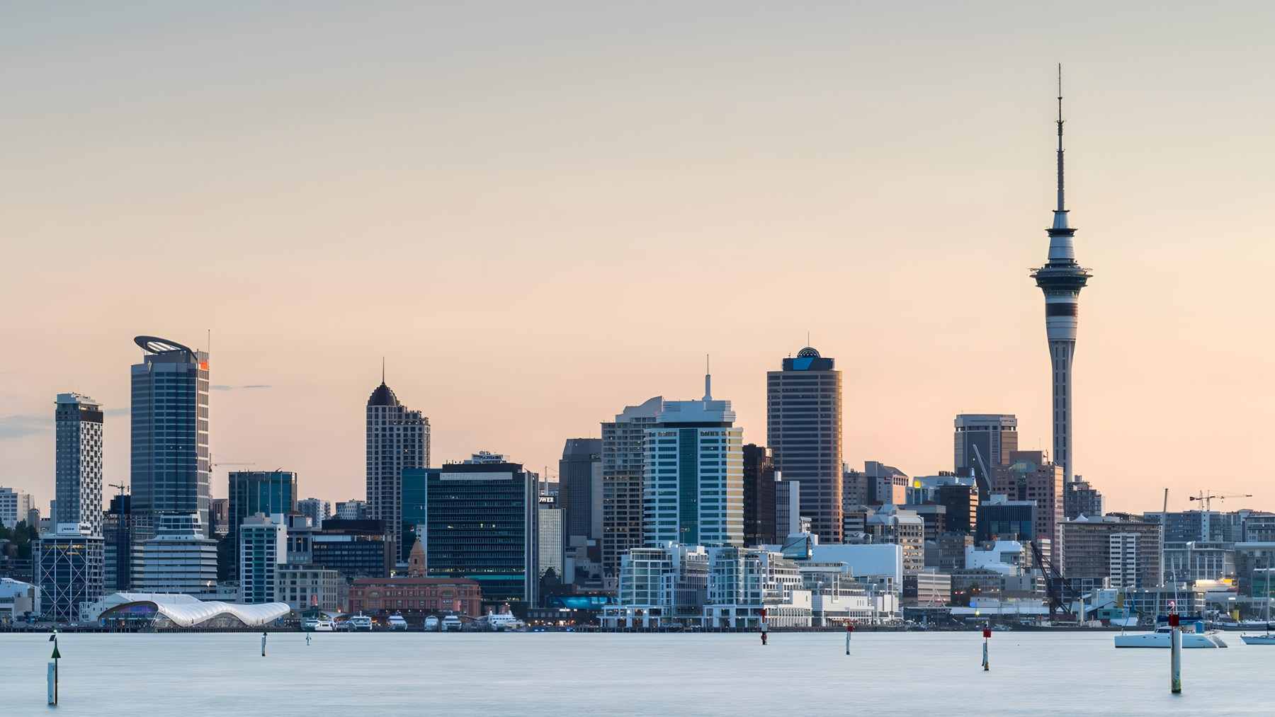 A computer-generated rendering of the proposed second Auckland harbor crossing alongside the existing bridge, illustrating future toll points.