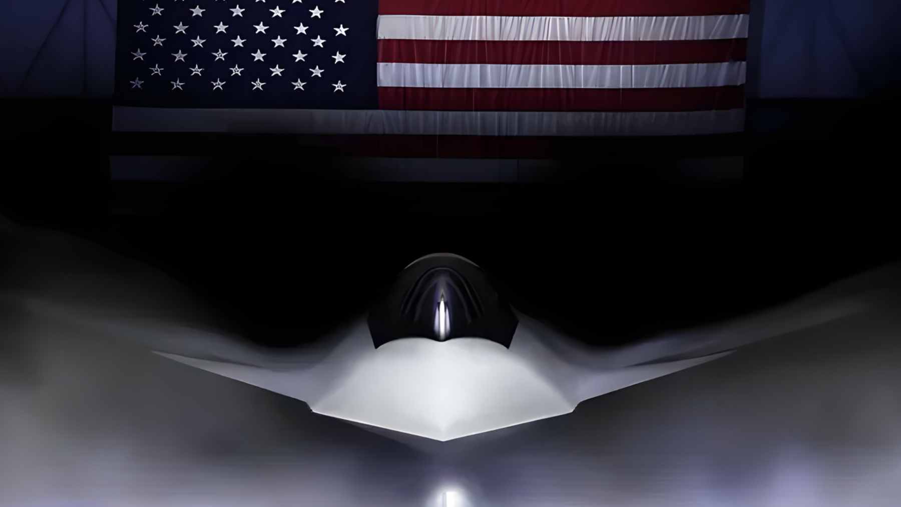 A high-fidelity conceptual rendering of the Boeing F-47 sixth-generation fighter jet, showing its tailless, stealth-optimized design.