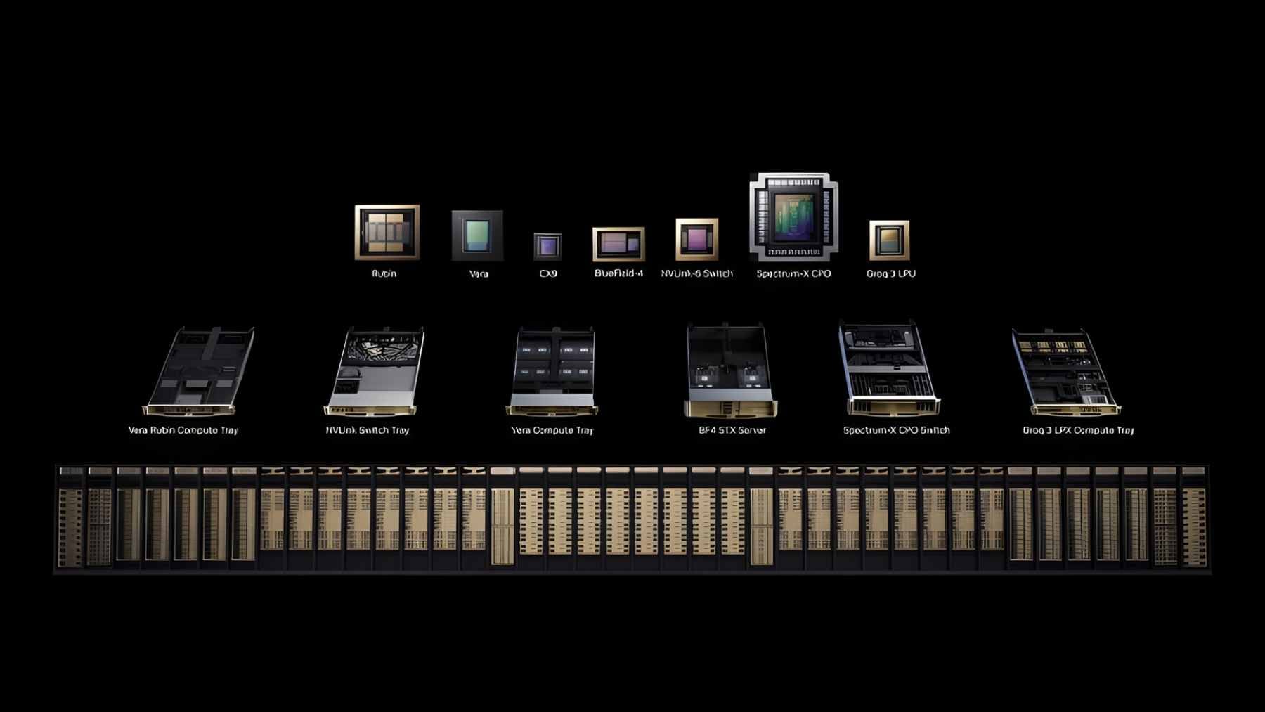 A high-tech data center interior featuring racks of Nvidia Blackwell GPUs and networking gear used by Amazon Web Services.