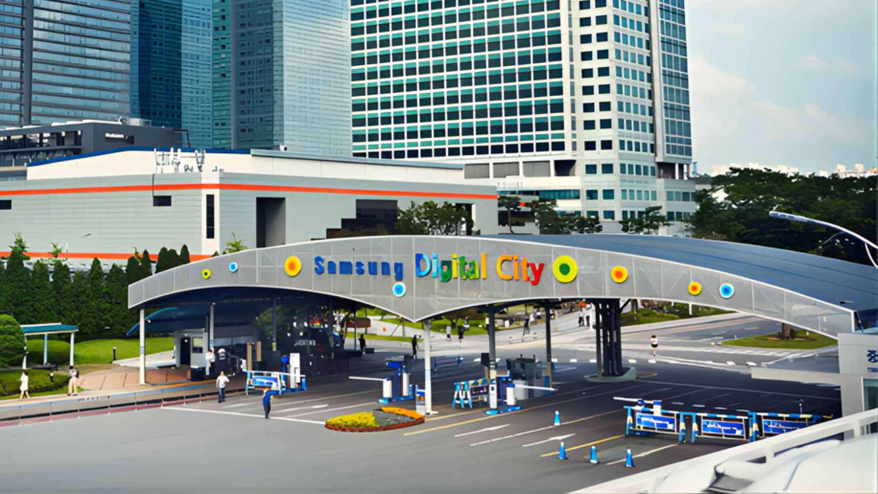 A high-tech semiconductor cleanroom at a Samsung electronics facility, where advanced AI memory and logic chips are manufactured.