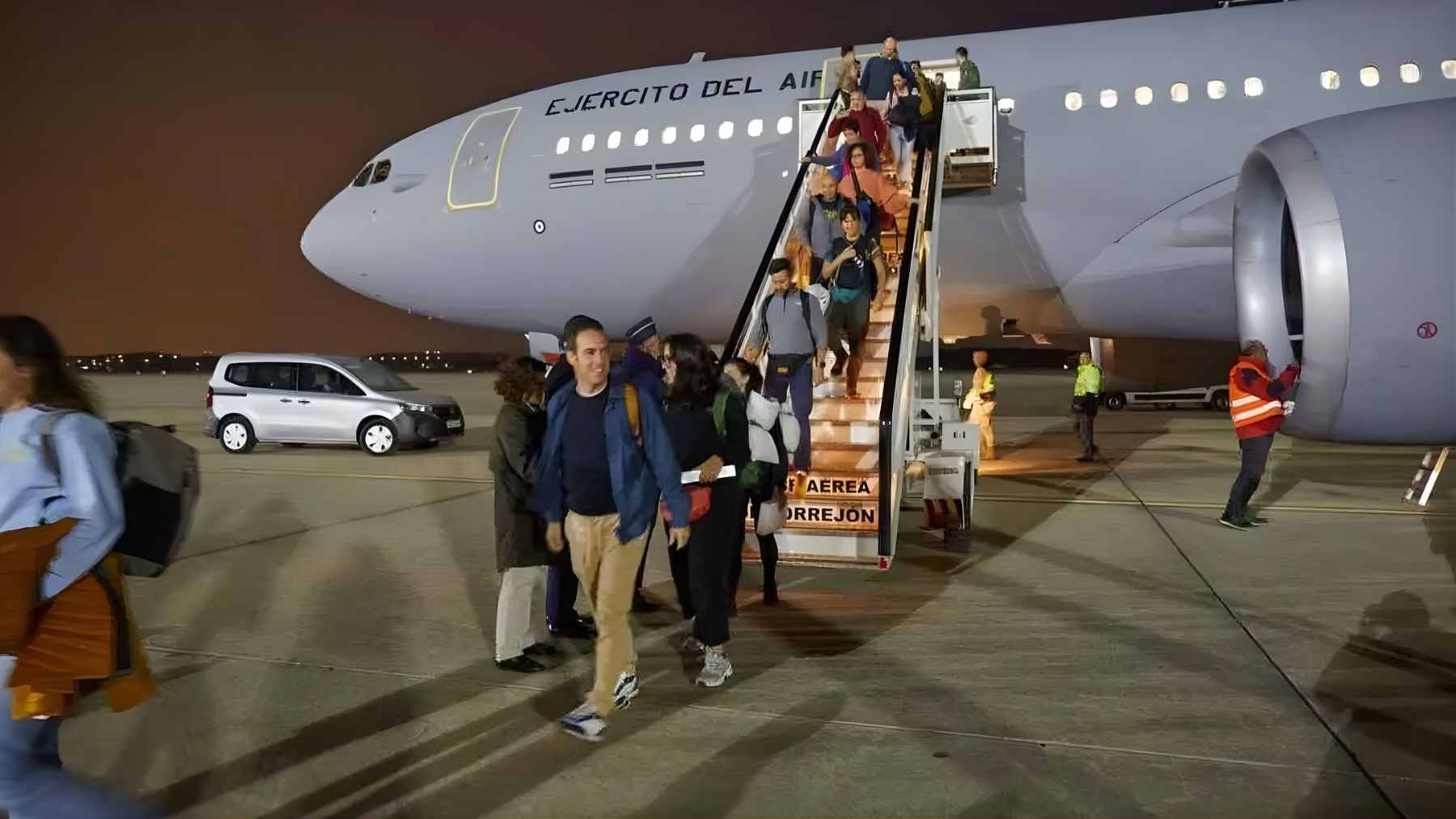 A Spanish Air and Space Force Airbus A330 taxiing at Torrejón Air Base after an evacuation mission from the Middle East.