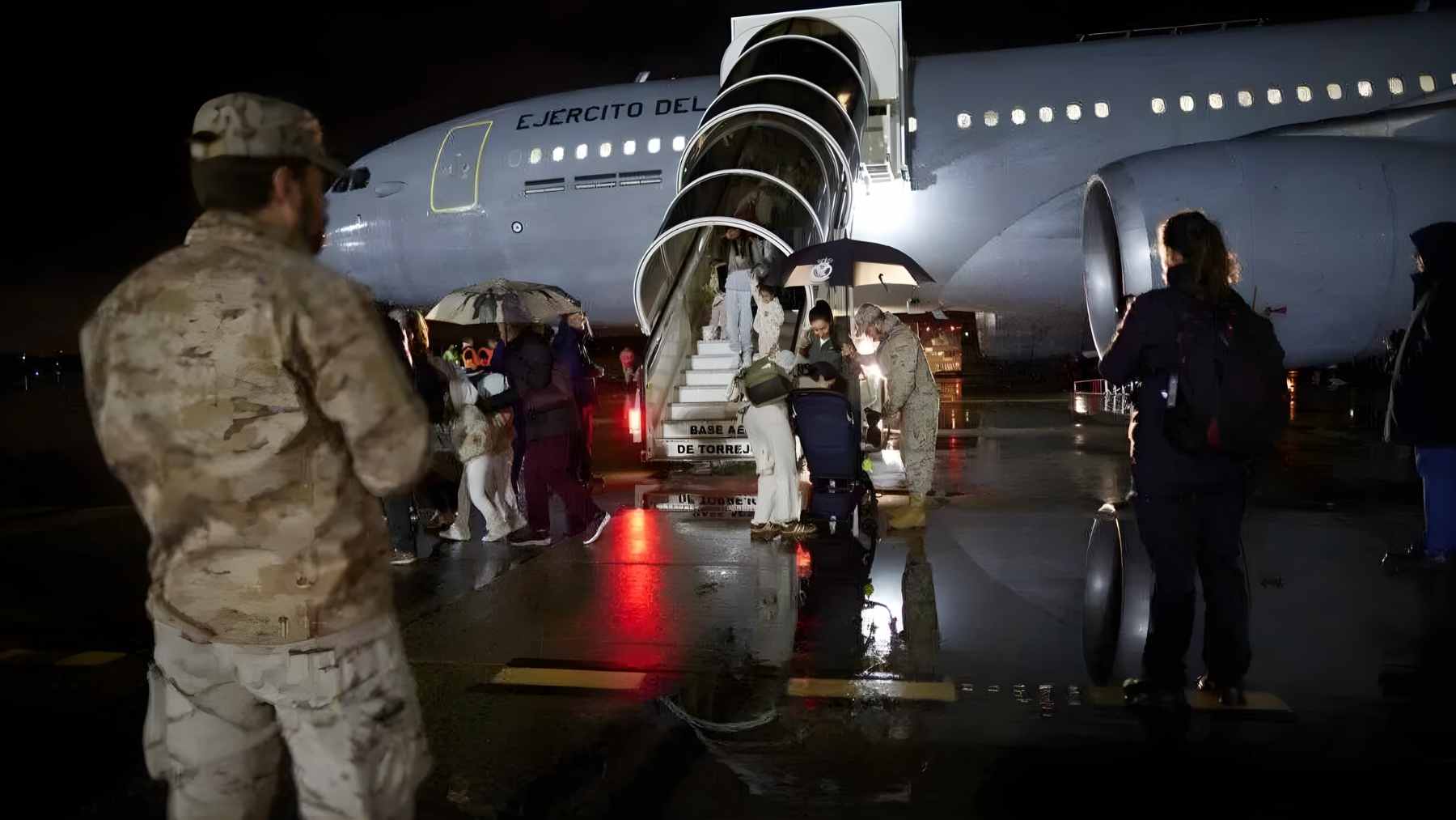 A Spanish Air and Space Force Airbus A330 taxiing at Torrejón Air Base after an evacuation mission from the Middle East.