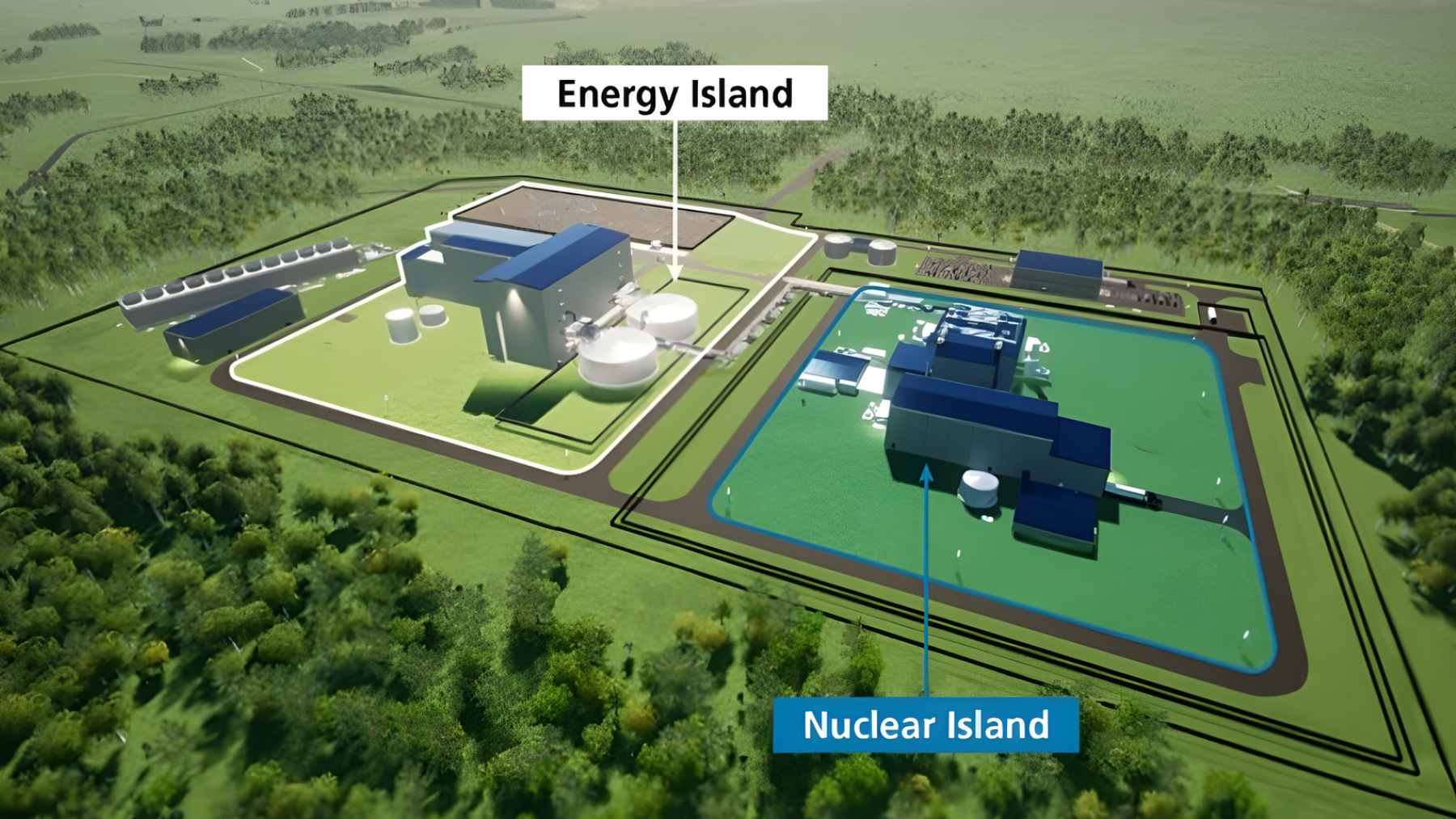 An architectural rendering of TerraPower's advanced Natrium nuclear reactor facility in Kemmerer, Wyoming.