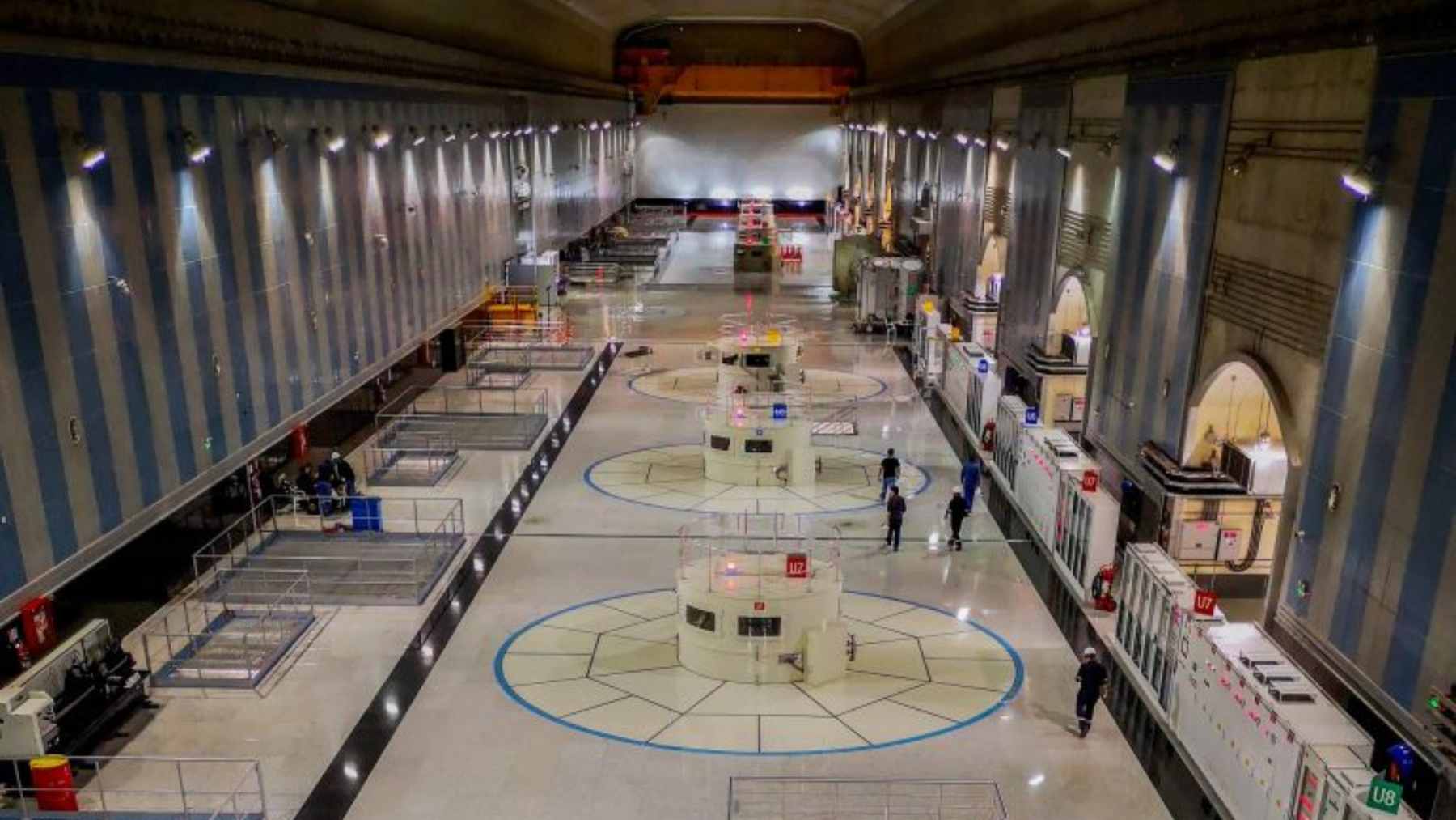 An aerial view of the massive Coca Codo Sinclair hydroelectric dam facility situated on the Coca River in Ecuador.