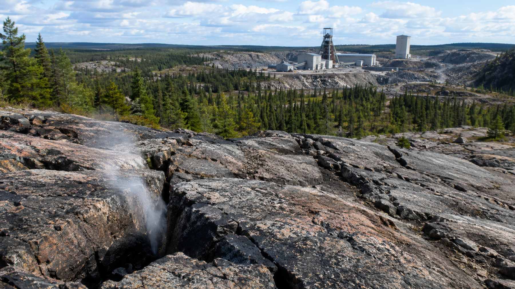 Geochemists conducting long-term measurements of natural hydrogen gas seeping from boreholes in the Canadian Shield.