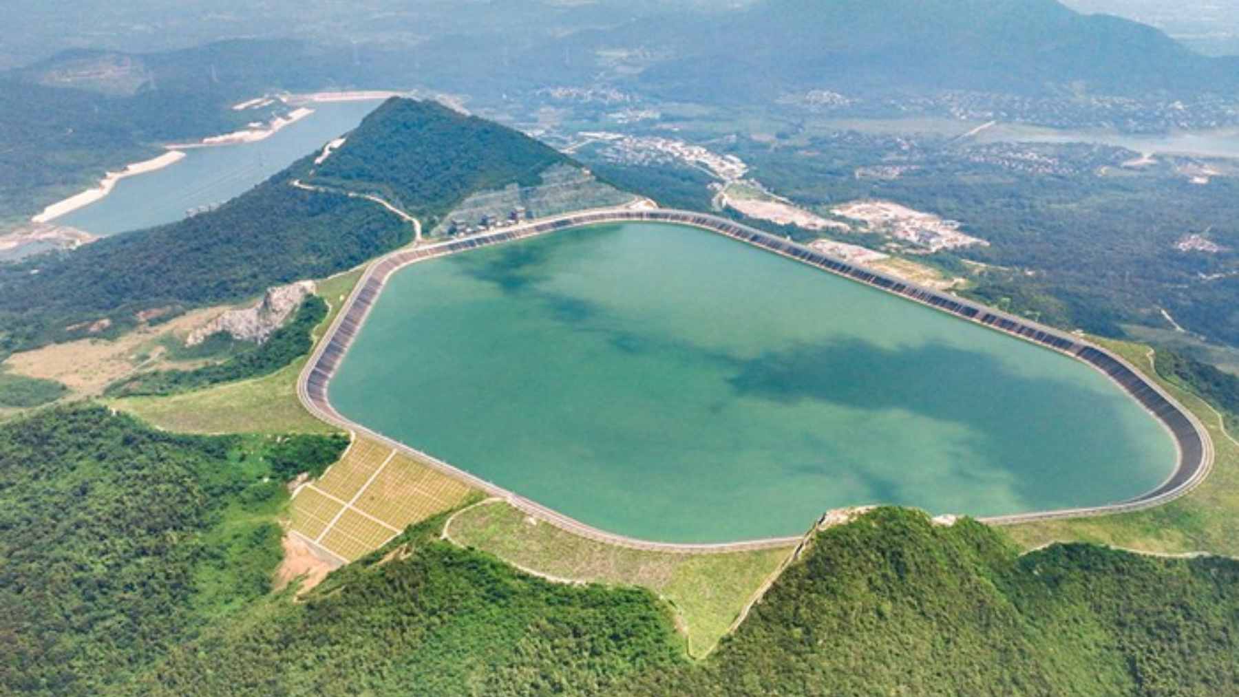 Construction site of the Daofu pumped-storage power station at high altitude in the mountains of Sichuan, China.