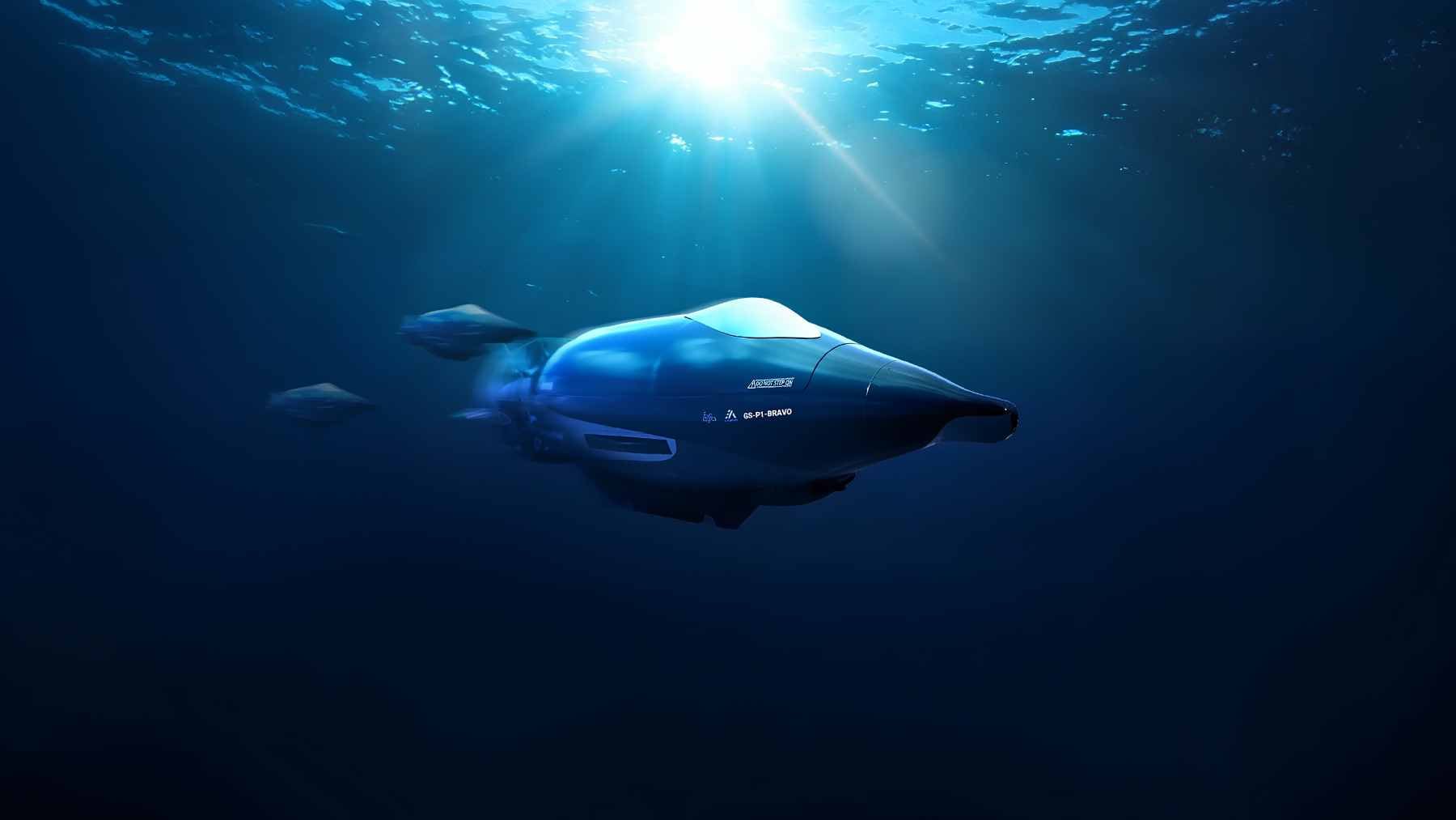 The Greyshark autonomous underwater vehicle, developed by Euroatlas, designed for long-endurance mine detection and seabed mapping.