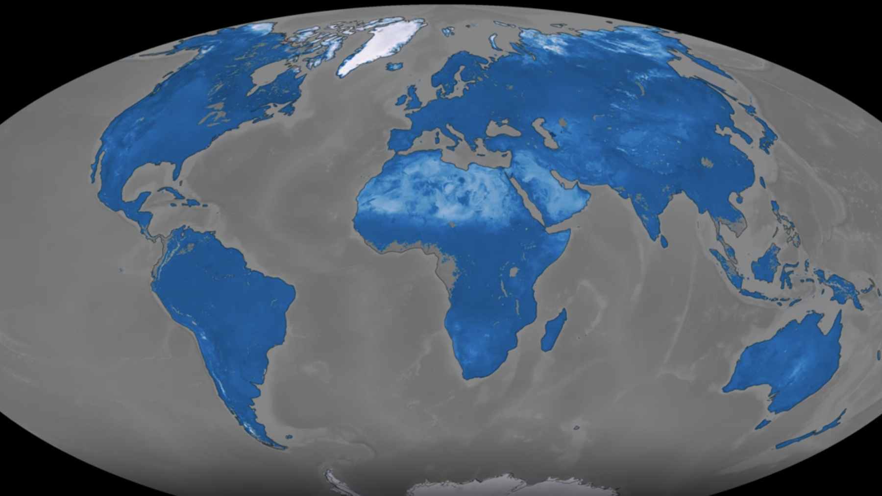 Global map showing extreme heat patterns across continents, used to illustrate AI climate warning tools and rising heat risk.