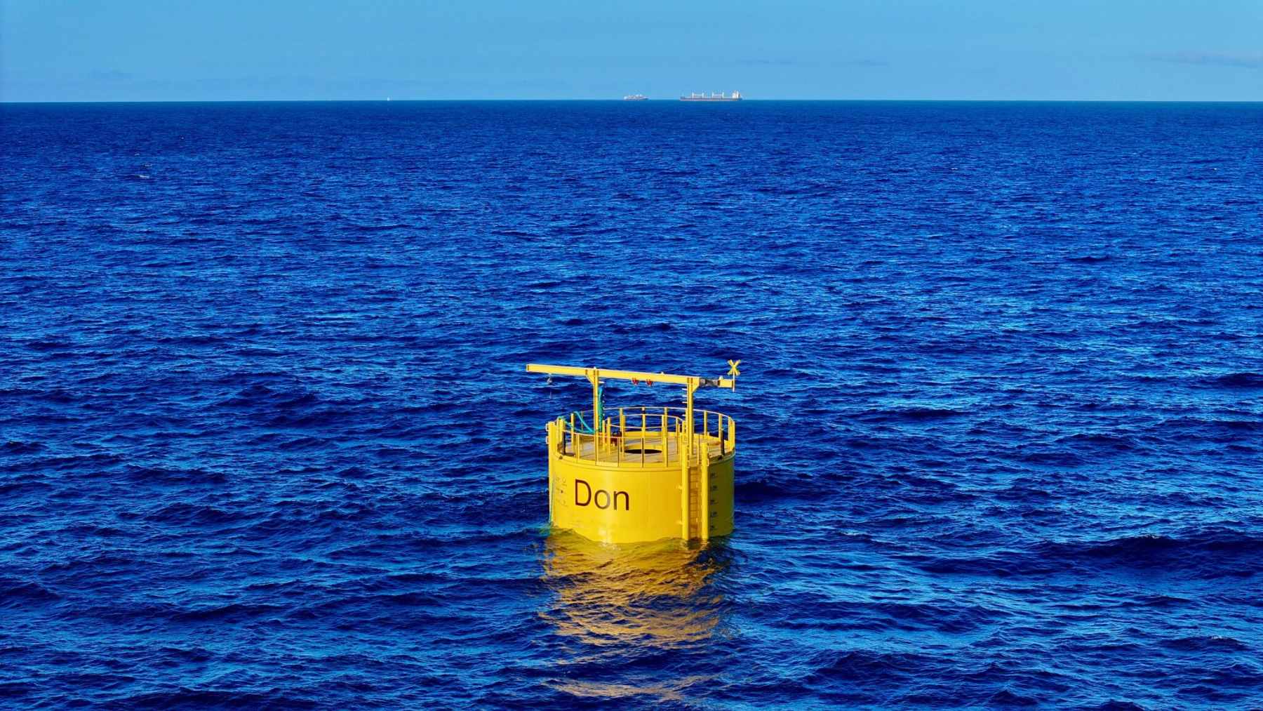 The "Don" floating OTEC platform being deployed in the Atlantic Ocean off the coast of the Canary Islands for thermal energy testing.
