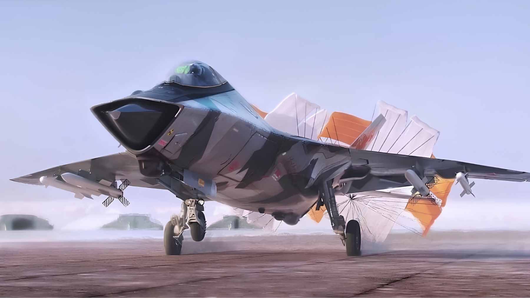 Concept rendering of a futuristic, high-altitude Russian MiG-41 interceptor cruising at the edge of space.
