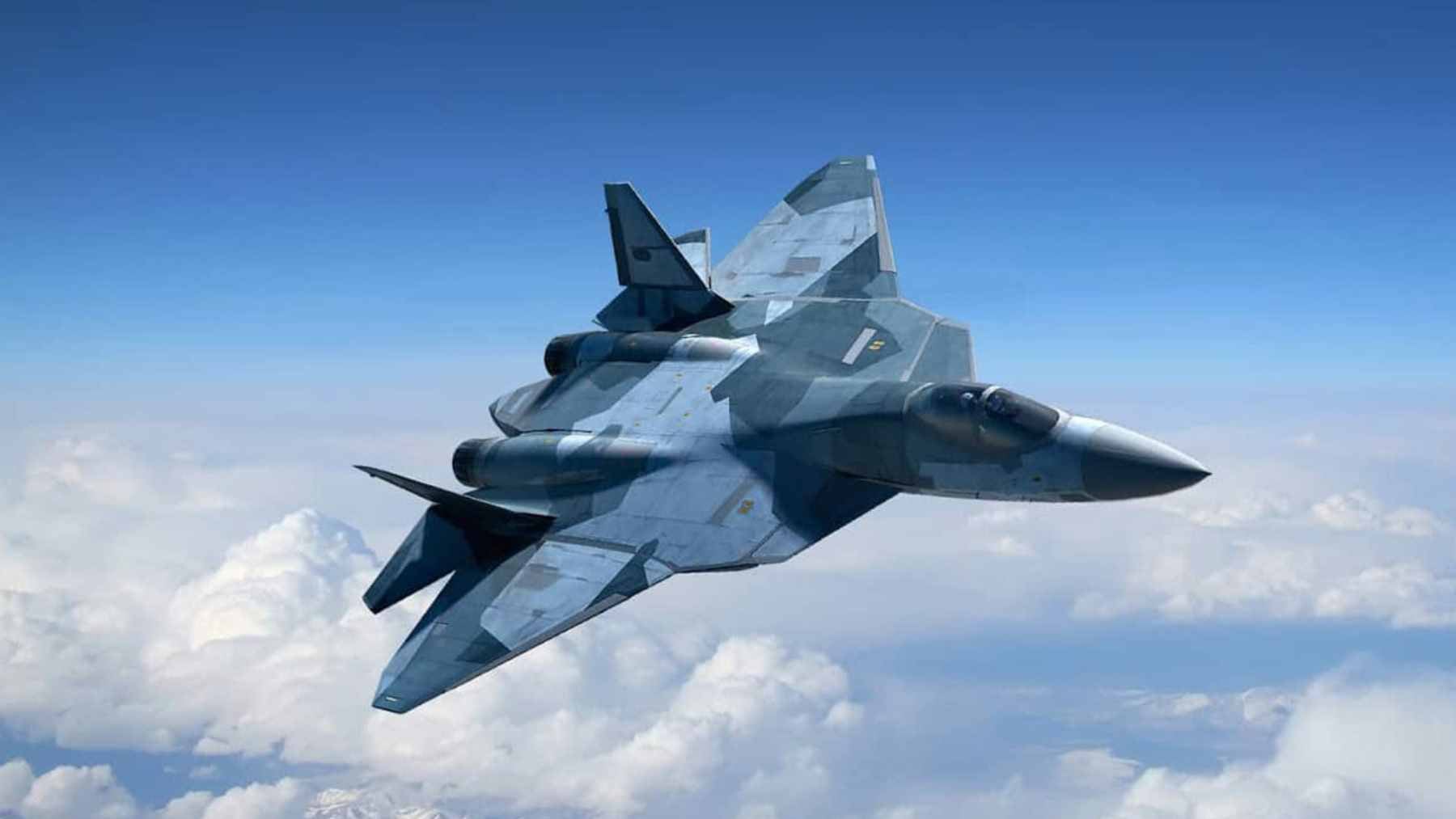 Concept rendering of a futuristic, high-altitude Russian MiG-41 interceptor cruising at the edge of space.
