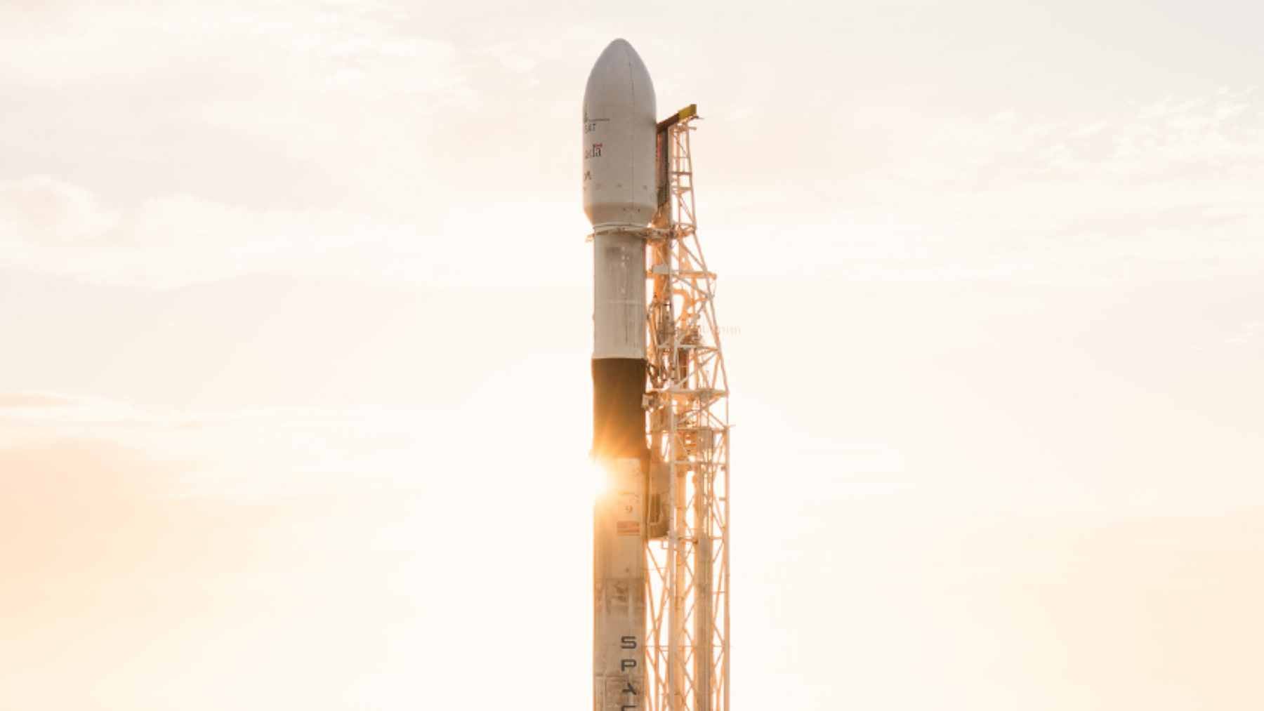 A SpaceX Falcon 9 rocket lifting off from Space Launch Complex 4 at Vandenberg Space Force Base in California.