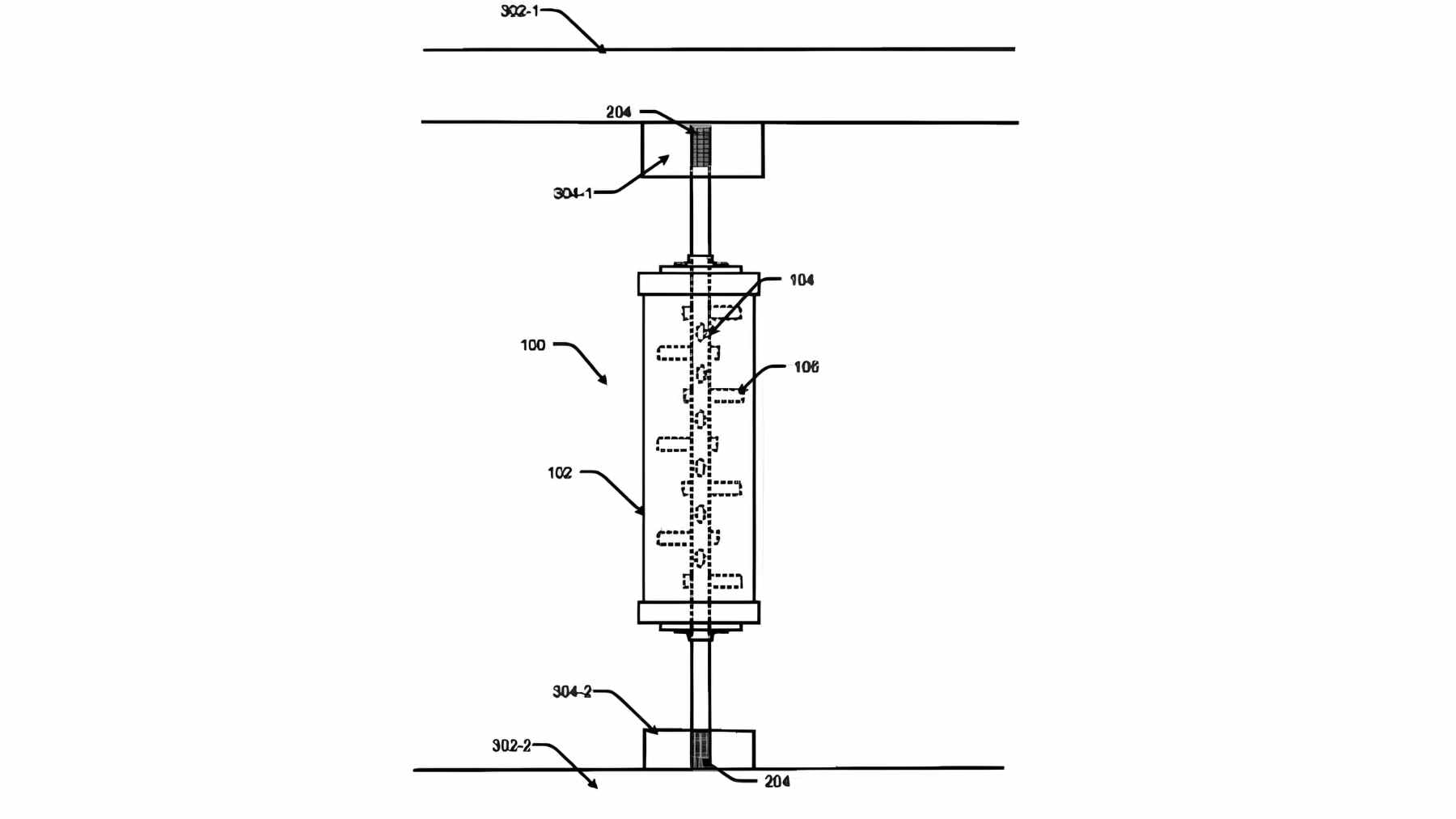 A cross-section diagram of a hollow steel cylinder filled with solid metal spheres and a central rod system designed to absorb seismic vibrations.