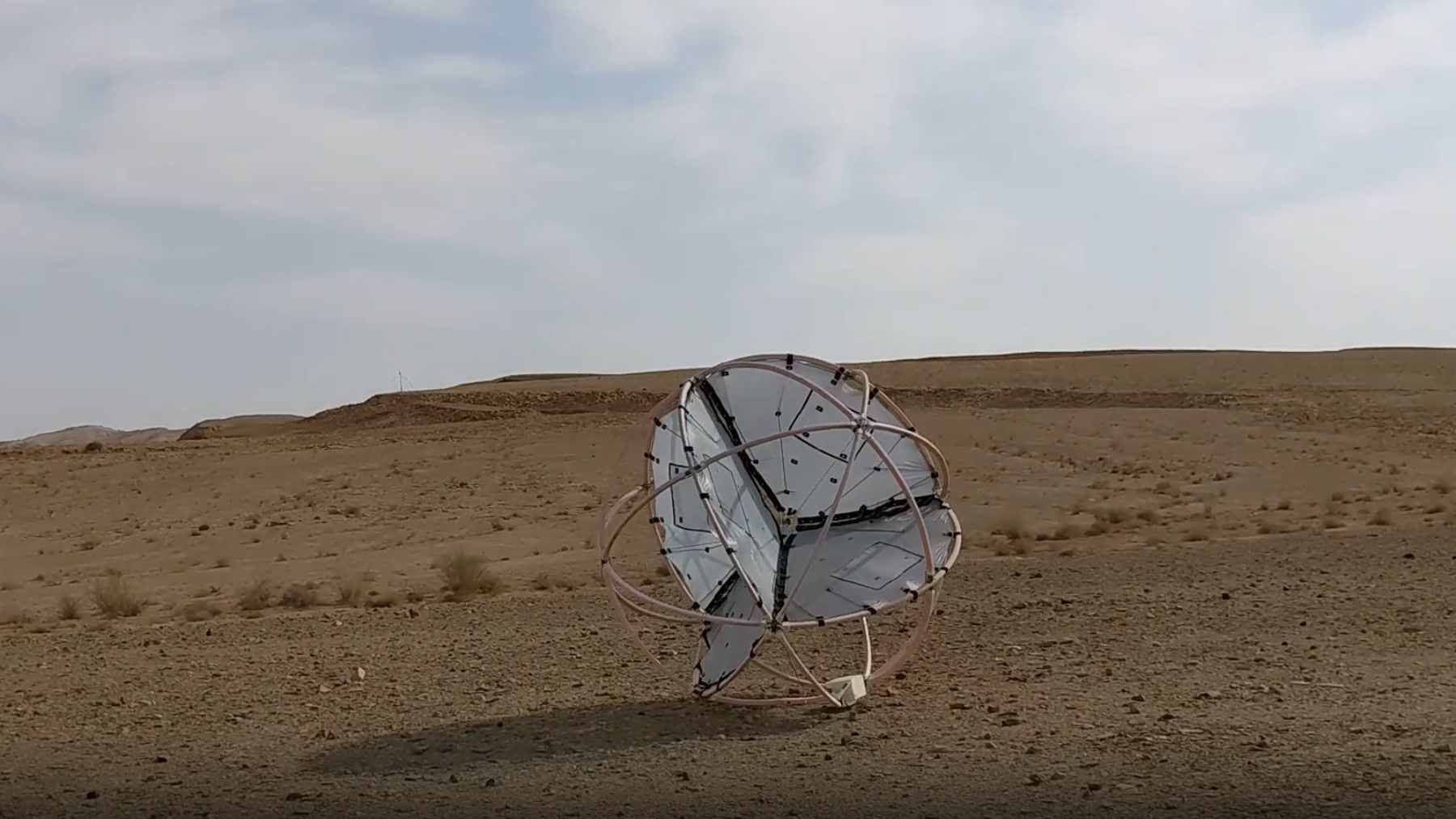 A Mars rover with no wheels or fuel was tested in a desert, and its wind-powered design could change how planets are explored 1 Team Tumbleweed's wind-powered prototype rover navigating the rugged terrain of Chile's Atacama Desert during field testing.