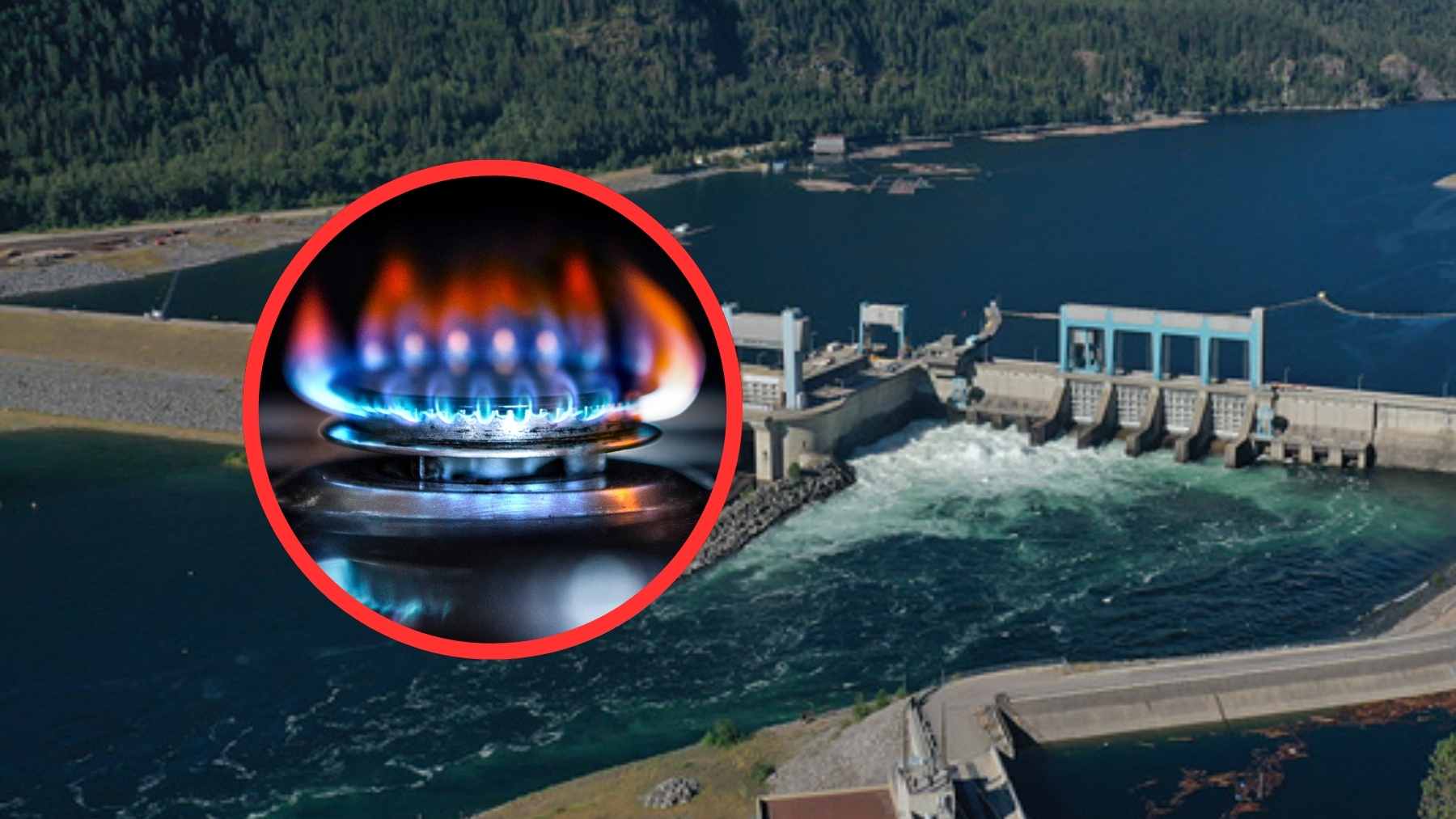 A wide shot of a hydroelectric dam facility in British Columbia, symbolizing the province's reliance on clean power.