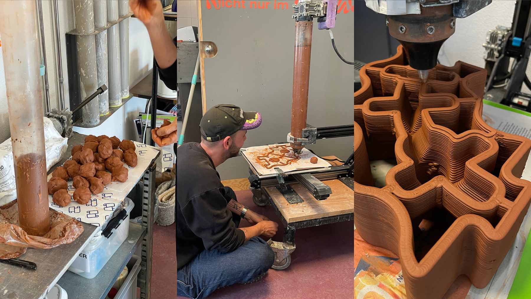A modular 3D-printed terracotta brick system installed in an urban bus stop to provide natural evaporative cooling for commuters.