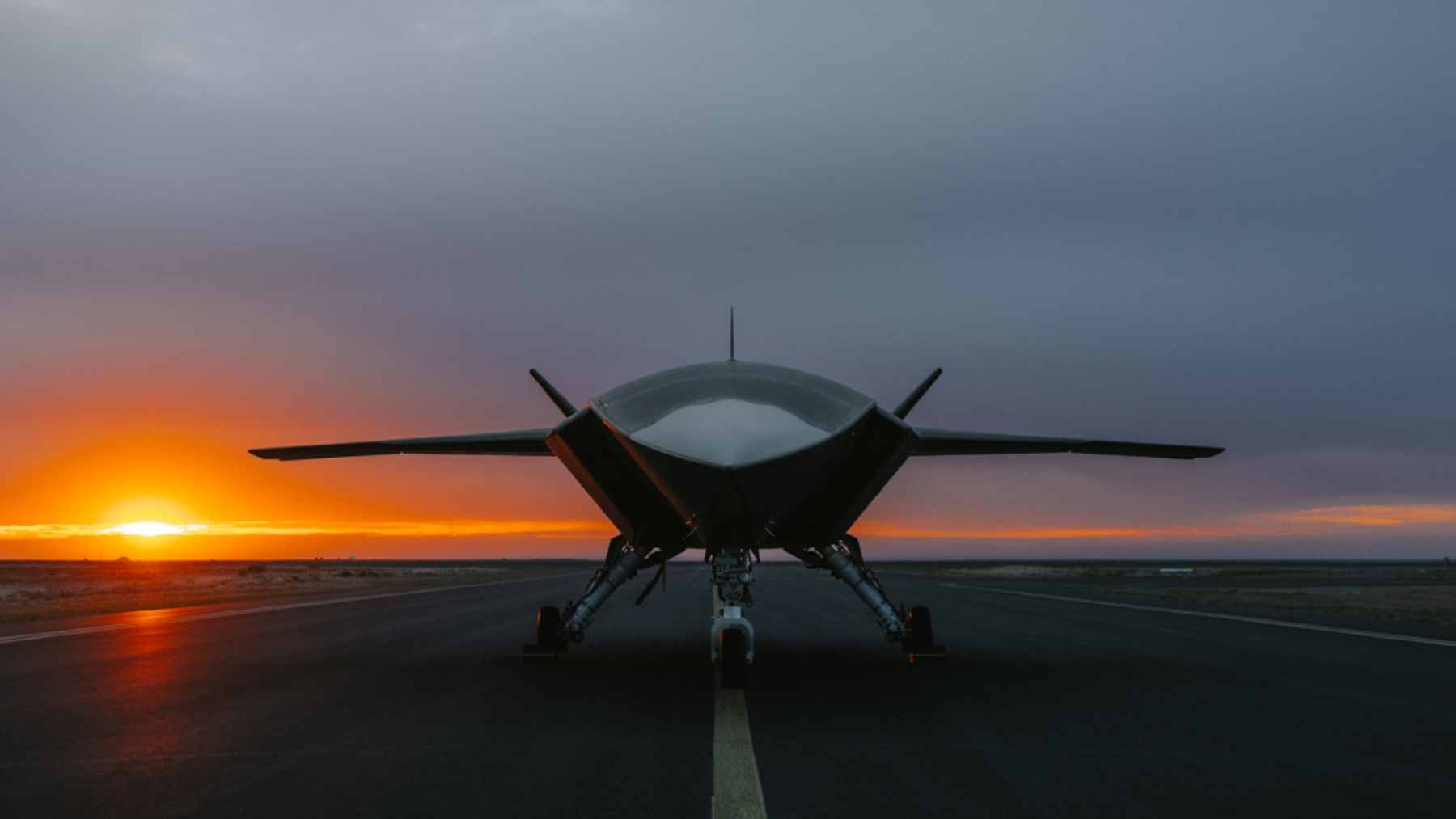 The Boeing MQ-28 Ghost Bat autonomous combat drone during flight testing at the Point Mugu Sea Range in California.