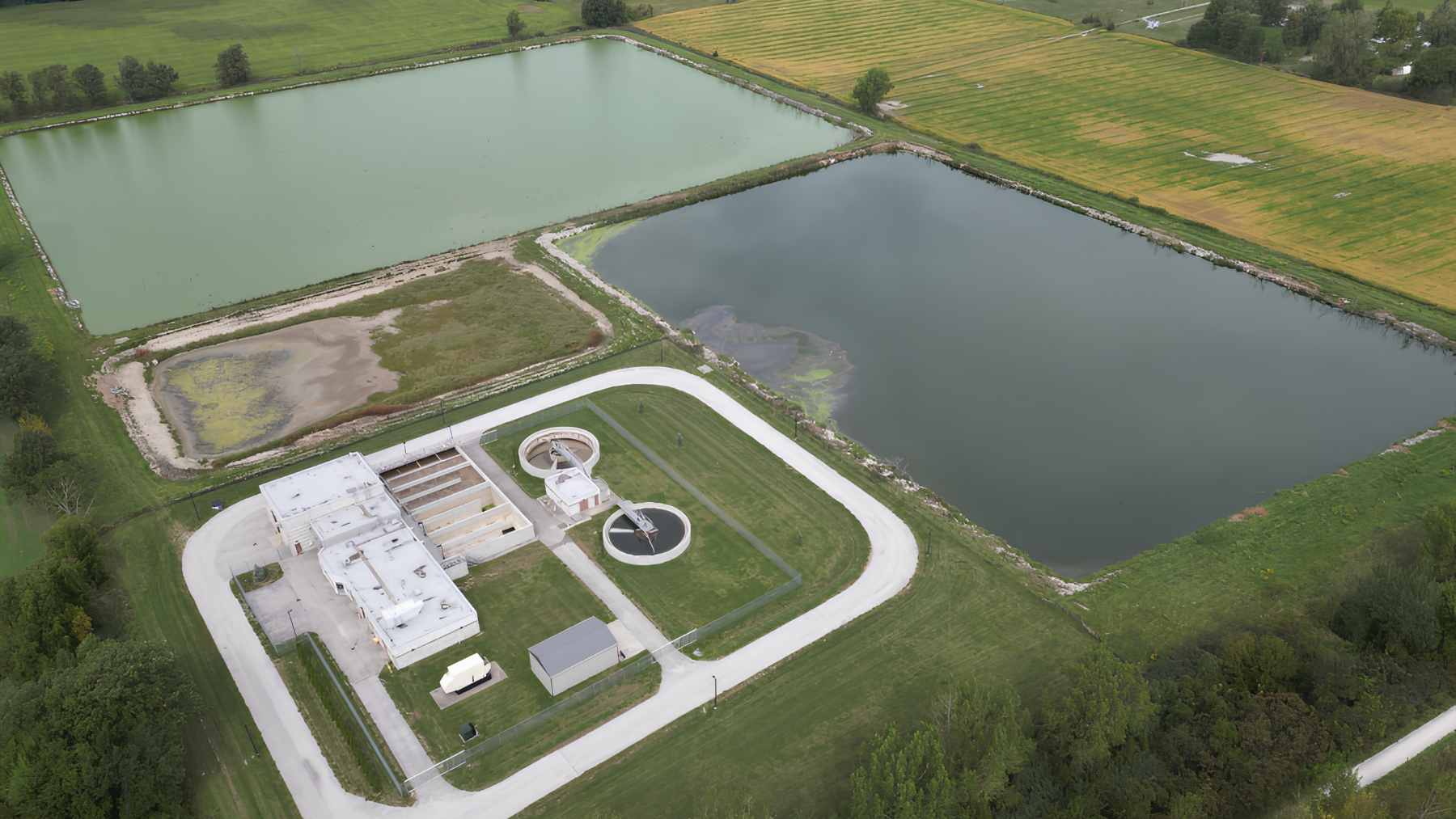 An aerial view of the proposed site at 175 Bloomfield Road in Chatham-Kent, slated for the new anaerobic digestion facility.