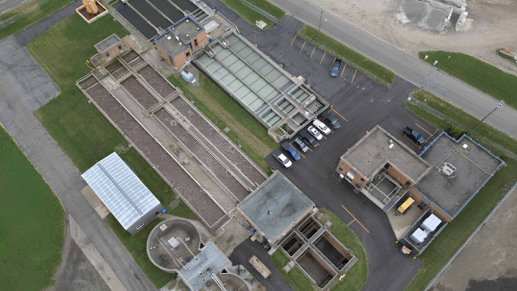 An aerial view of the proposed site at 175 Bloomfield Road in Chatham-Kent, slated for the new anaerobic digestion facility.